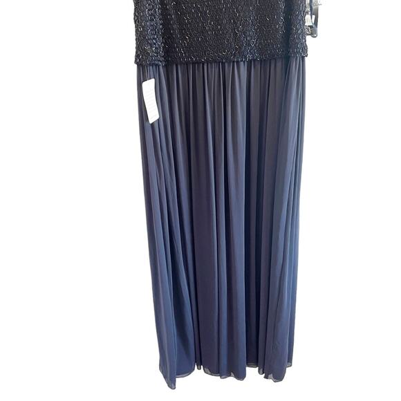 NWT $258 PISARRO NIGHTS 10 Beaded Bodice Chiffon Gown DRESS NAVY BLUE - Picture 4 of 8